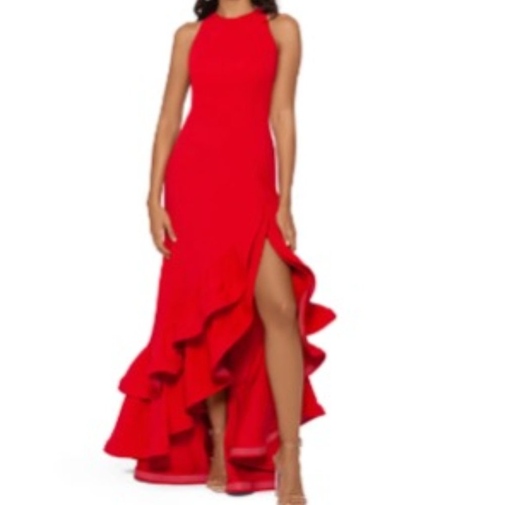 BETSY & ADAM Ruffle Tier Scuba Crepe